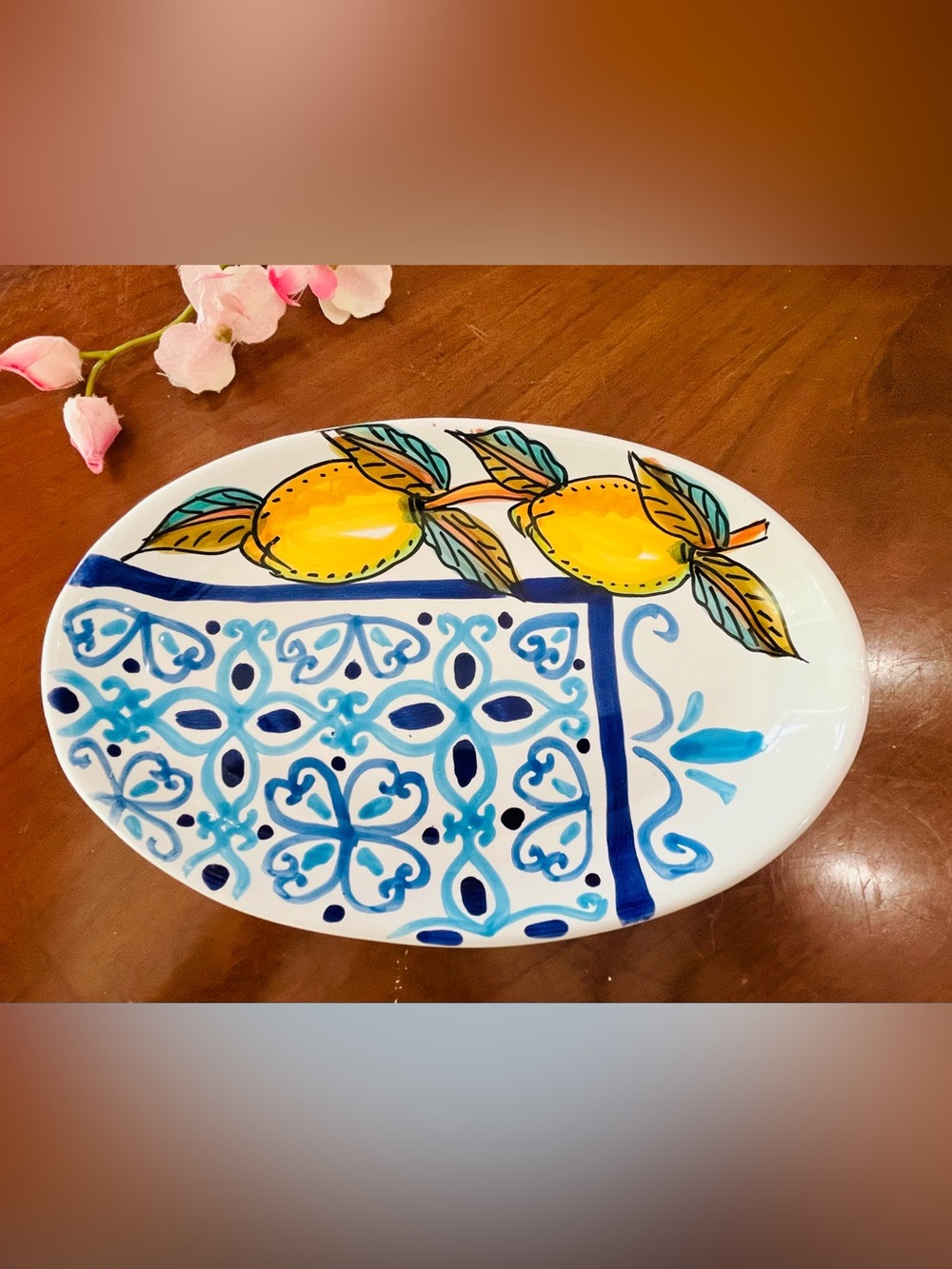 Authentic Italian Majolica Oval Serving Platter Ceramiche Piccadilly Amalfi
